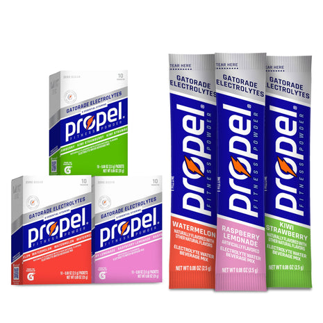 Propel Electrolyte Enhanced Water Drink Mix Powder Packets, Kiwi Strawberry Variety Pack, Zero Calorie & Zero Sugar Hydration with Electrolytes and Vitamins C & E (30 Packets)