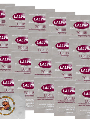 Lalvin EC-1118 Wine Yeast (20 Pack) - Champagne Yeast - Make Wine Cider Mead Kombucha At Home - 5 g Sachets - Saccharomyces cerevisiae - Sold by CAPYBARA Distributors Inc.