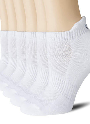 CS CELERSPORT Ankle Athletic Running Socks Low Cut Sport Tab Sock for Men and Women (6 Pairs), Medium, White