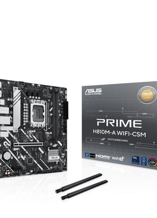 ASUS Prime H810M-A WiFi-CSM Intel® H810 LGA 1851 mATX Motherboard, 6+1+1+1 Discrete MOS, DDR5, PCIe 4.0, 2X M.2, Intel® 1Gb Ethernet, Wi-Fi 6, DisplayPort, HDMITM, USB 10Gbps, Front USB 5Gbps Type-C®