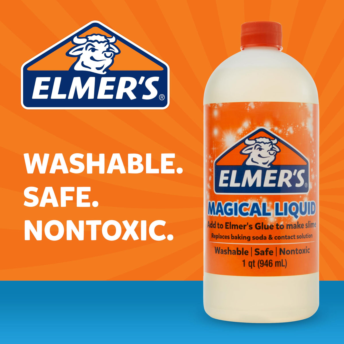 Elmer's Magical Liquid Slime Activator Solution Updated Formula for Double Slime Output Safe and Washable 1 Quart