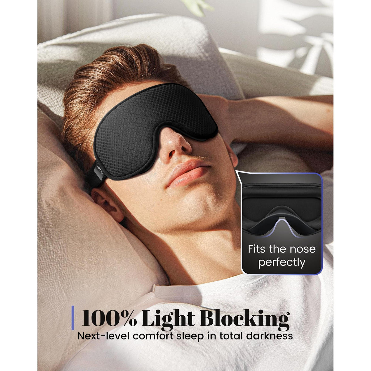 WAOAW Sleep Mask for Men Women: Blackout Eye Masks for Sleep - 3D Breathable Soft Comfortable Eye Mask for Travel - Adjustable Light Blocking Night Masks for Sleeping