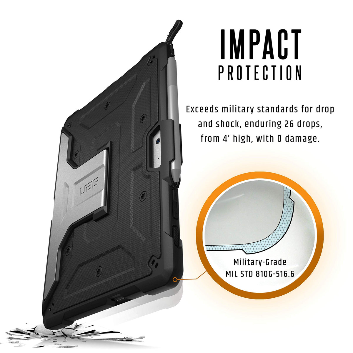 URBAN ARMOR GEAR UAG Designed for Microsoft Surface Go 4/ Surface Go 3 / Surface Go 2 / Surface Go Case 10.5" Metropolis Rugged Aluminum Kickstand Military Drop Tested Protective Cover Black