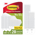 Command 15 lb & 10 lb Large and Medium Picture Hanging Strips 28 Assorted Pairs (56 Command Strips), Damage-Free Hanging Picture Hangers, Great for Home Decor, White Adhesive