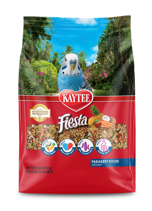 Kaytee Fiesta Parakeet Food, Nutritious and Fun Blend, Supports Skin, Feather, Digestion, Brain and Heart Health, 2 pounds