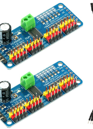 MTDELE 2Pcs PCA9685 16 Channel 12-bit PWM Servo Motor Controller IIC Interface Module Compatible with for Raspberry Pi Arduno Robotics DIY