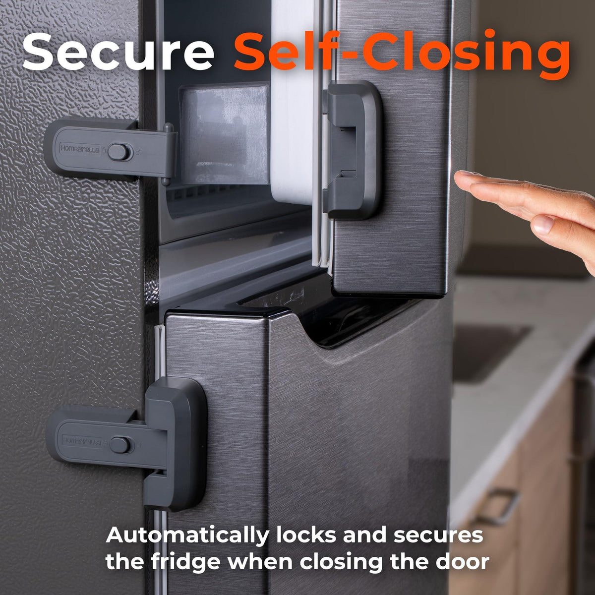 2-Pack Child Proof Fridge Lock with Adhesive - No Tools Required - Refrigerator Lock for Kids - Freezer Latch to Keep Door Closed - for Toddlers, Cats, & Dogs.