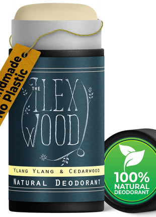 The Ilex Wood   Ylang Ylang & Cedarwood Natural Deodorant   2.4 fl oz. Natural Deo in Recyclable Cardboard Tube, Vegan, no Plastic, no Alcohol, no Toxins, no Aluminium Salt & Cruelty Free for Women & Men