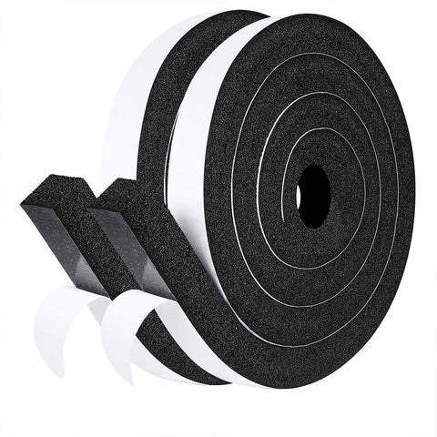 fowong Air Conditioner Window Seal 1 Inch X 1 Inch, Thick AC Weather Stripping High Resilience Foam Sealing Tape Adhesive AC Window Seal Kit 6.5ft Long (6.5ft x 2 Rolls, Black)