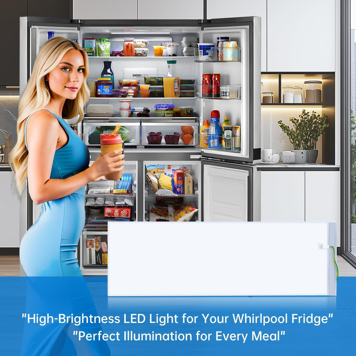 W11048980 Refrigerator LED Light Assembly Replace W11470191 W11455230 W11032355 W11032353 Suitable for Whirlpool Refrigerator Model WRQA59CNKZ Kitchen-Aid KRQC506MPS00, 10 Years Manufacturer