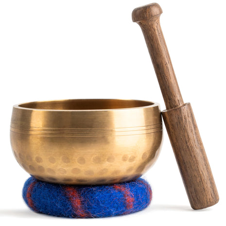 Handcrafted Tibetan Singing Bowl Set – 3.5" Sound Bowl for Meditation, Sound Healing & Yoga – Healing Instrument with Wooden Striker & Cushion – Authentic Hand-Hammered in Nepal