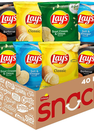 Lay's Potato Chips, 4 Flavor Variety Pack, 1 oz Single Serve Bags, (40 Pack)
