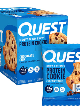 Quest Nutrition Chocolate Chip Protein Cookie, 15g Protein, 1g Sugar, 2g Net Carbs, Keto Friendly, High Protein, Low Carb; 12 Count