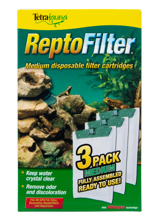 TetraFauna ReptoFilter Filter Cartridges, Size Medium, Filter Cartridge Refills, 3 Count