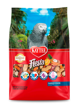 Kaytee Fiesta Parrot Food, Nutritious and Fun Blend, Supports Skin, Feather, Digestion, Brain and Heart Health, 4.5 pounds