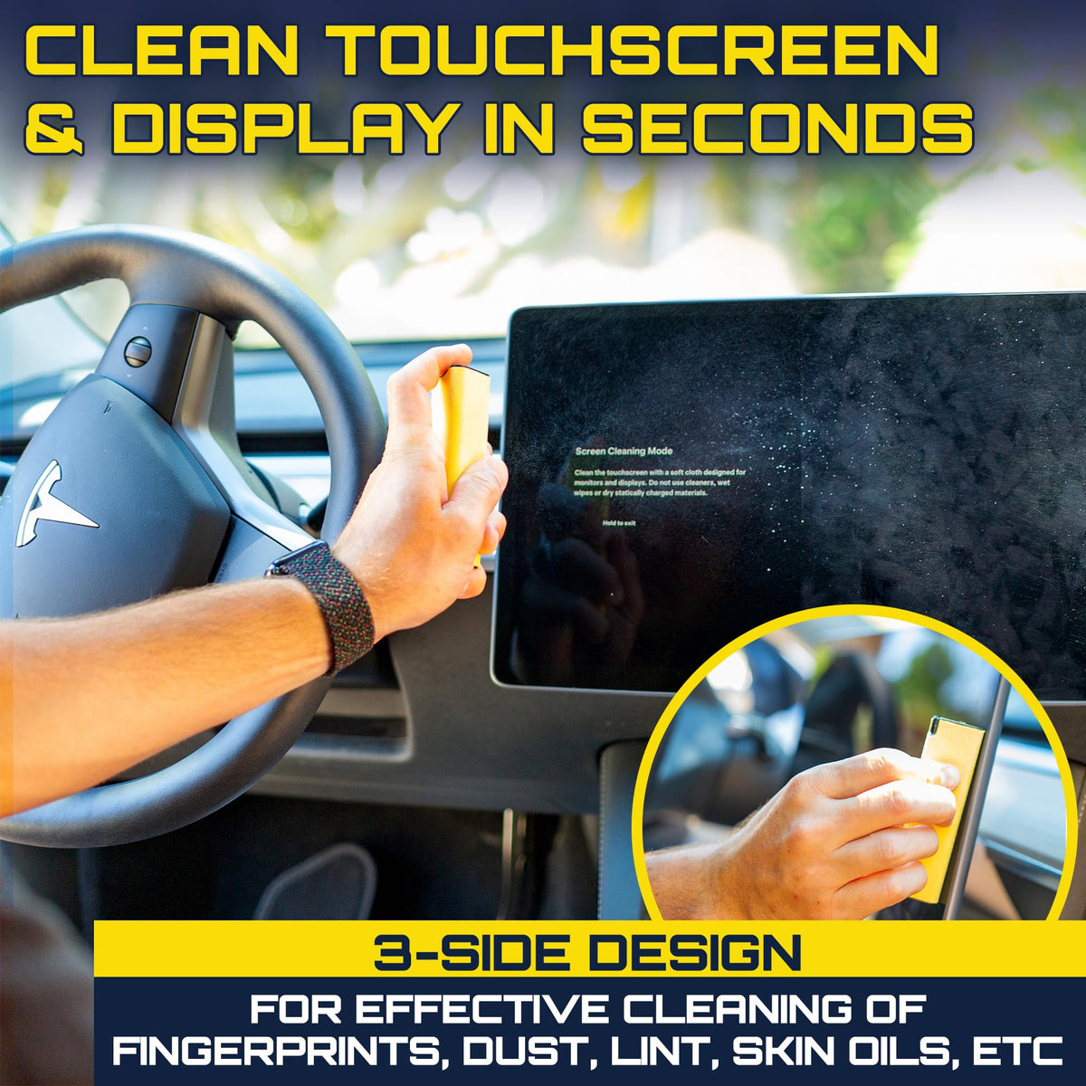 Car Screen Cleaner Spray And Wipe, 2-in-1 Spray and Microfiber Cloth Touch Screen Cleaner For Car Display, Cell Phone, Laptop, IPad, IPhone, Macbook Air, Computer (Black)