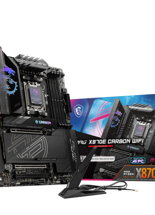 MSI MPG X870E Carbon WiFi Gaming Motherboard (AMD Ryzen 9000/8000/7000 Series Processors, AM5, DDR5, PCIe 5.0, M.2 Gen5, SATA 6Gb/s, USB 40Gbps, HDMI, Wi-Fi 7, Bluetooth 5.4, 5Gbps LAN, ATX)