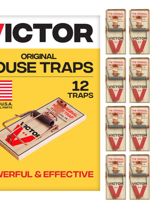 Victor Mouse Traps M150-12, Metal Pedal, Sustainably Sourced FSC Wood, Wooden Mouse Traps - Pack of 12