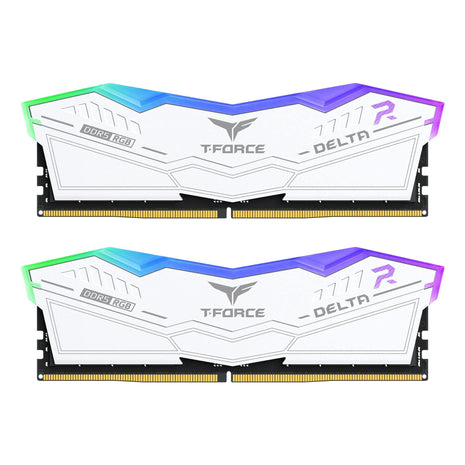 TEAMGROUP T-Force Delta RGB DDR5 Ram 32GB (2x16GB) 6400MHz PC5-51200 CL32 Desktop Memory Module Ram for 600 700 Series Chipset XMP 3.0 Ready White FF4D532G6400HC32ADC01