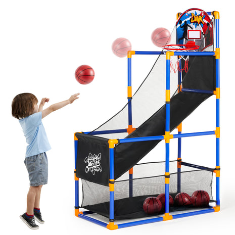 JOYIN Arcade Basketball Game Set with 4 Balls and Hoop for Kids 3+ Years Old Indoor Outdoor Sport Play - Easy Set Up - Air Pump Included - Ideal for Competition