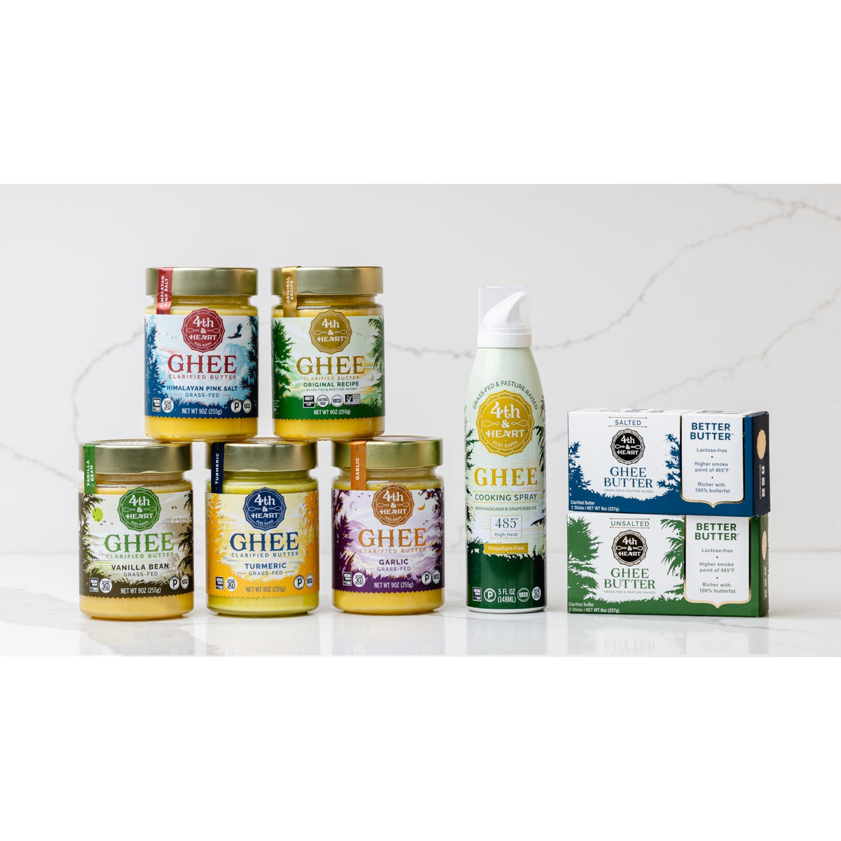4th & Heart Himalayan Pink Salt Grass-Fed Ghee, Clarified Butter, Keto Pasture Raised, Non-GMO, Lactose and Casein Free, Certified Paleo (9 Ounces)