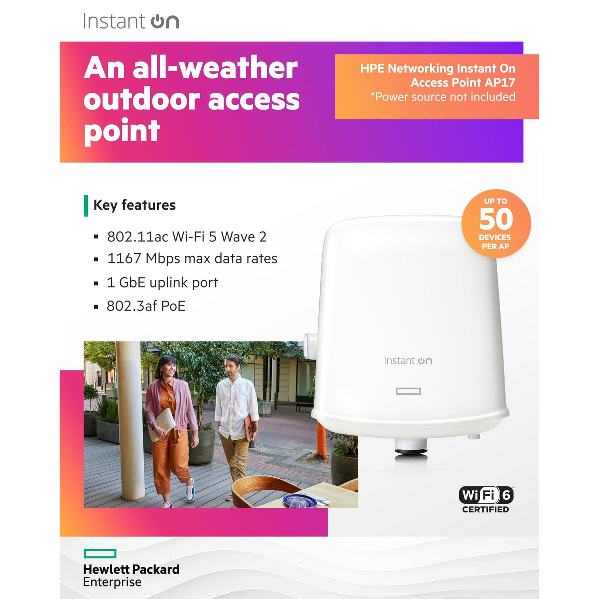 HPE Networking Instant On Access Point AP17 2x2 WiFi 5 Outdoor Wireless Access Point | Power Source Not Included | US Model (R2X10A)