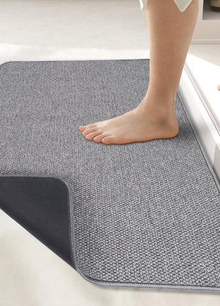 Bath Mat,Ultra Thin Bathroom Rugs,Rubber Bath Mats for Bathroom,No Slip Bath Rugs,Quick Dry,Machine Washable,Low Pile,Absorbent,Shower Outside,Sink,Home Decor Accessories.Grey,1'5"x2'3"(17x27Inch)