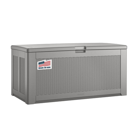 Rubbermaid Extra Large Resin Outdoor Storage Deck Box (134 Gal), Weather Resistant, Gray, Deck Organization for Home/Backyard/Pool Chemicals/Toys/Garden Tools/Porch/Patio Cushions