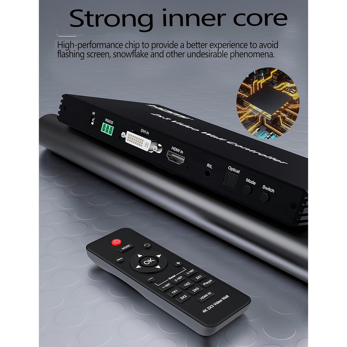 Video Wall Controller 2x3 1080P HDMI Video Wall Controller 2x2 2×1 1x2 3x2 1×6 6×1 5×1 4×1 14 Splicing Modes 1HDMI/1DVI in 6HDMI Out TV Wall Splicing Processor Support IR RS232 3.5mm Audio Out etc
