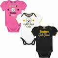 Gerber Baby Girl's Standard NFL 3 Pack Short Sleeve Onesie Bodysuit, Team Color, 6-12 Months
