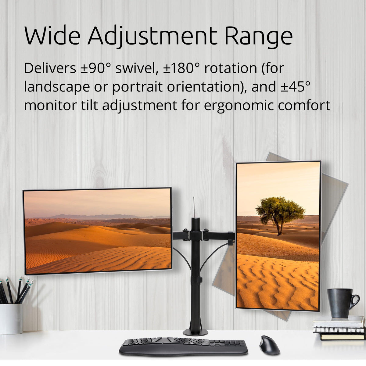 Kensington Dual Monitor Desk Mount, SmartFit Ergonomic Dual Monitor Arm for 2 Monitors Up to 32 inch and 17.6lbs for Office, Home, VESA Mount C-clamp Extended Monitor Stand, Black K55409WW