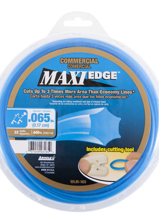 Arnold WLM-165 Maxi-Edge Commercial Grade String Trimmer Line with Cutting Tool, Universal Fit, 22 Refills, .065-Inch x 440-Foot, Blue