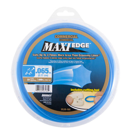 Arnold WLM-165 Maxi-Edge Commercial Grade String Trimmer Line with Cutting Tool, Universal Fit, 22 Refills, .065-Inch x 440-Foot, Blue