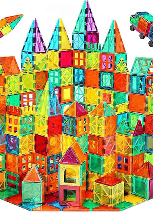 Anbalulu Magnetic Tiles 100PCS with 2 Cars, STEM Educational Building Blocks for Kids Ages 3-9, Magnet Construction Toys Gift for Toddlers