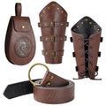 Berenlu 3 PCS Renaissance Accessories, Viking Renaissance Belt Medieval Vintage Belt Pouch and Leather Bracers, Enhance Your Halloween Renaissance Cosplay with Medieval Accessories (Brown)