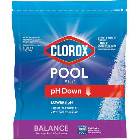 Clorox® Pool&SpaTM Swimming Pool pH Down, Lowers pH, Protects Against Eye and Skin Irritation, 5LB (Pack of 1)