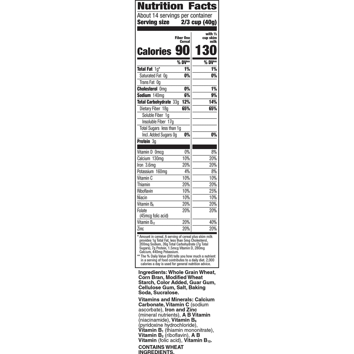 Fiber One Cereal, Original Bran, High Fiber Cereal Made with Whole Grain, 19.6 oz