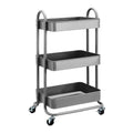 Amazon Basics 3-Tier Rolling Utility or Kitchen Cart, Lockable Wheels, Multifunctional Storage, Charcoal