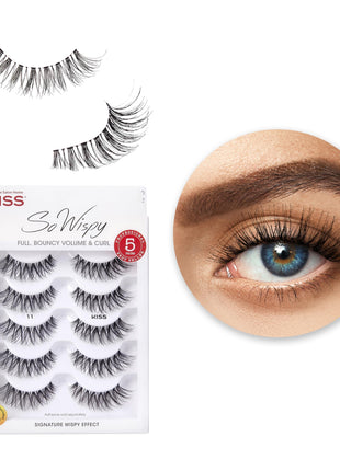 Kiss So Wispy, False Eyelashes, '', 12mm, Includes 5 Pairs Of Lashes, Easy to Apply, Reusable Lash Clusters