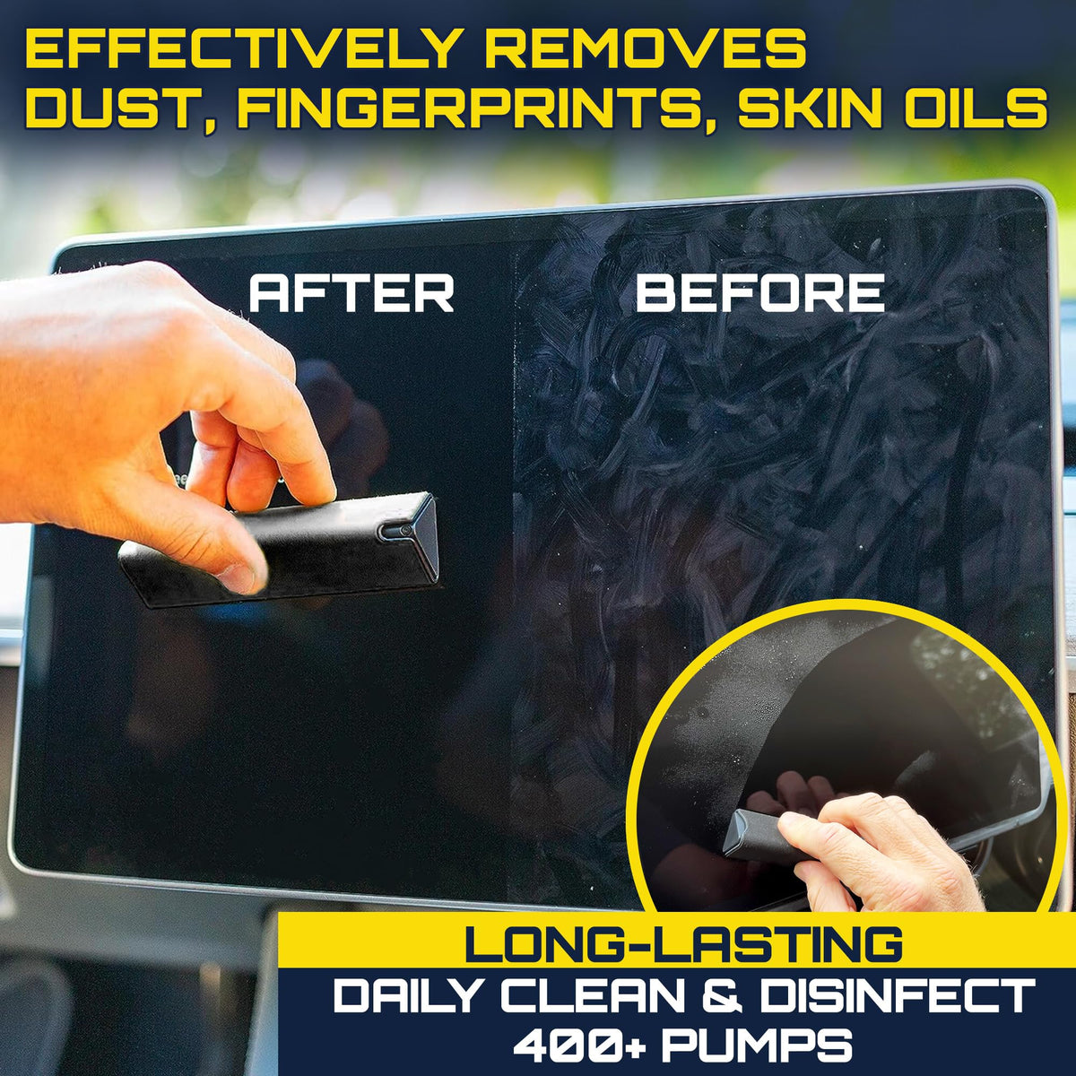 Car Screen Cleaner Spray And Wipe, 2-in-1 Spray and Microfiber Cloth Touch Screen Cleaner For Car Display, Cell Phone, Laptop, IPad, IPhone, Macbook Air, Computer (Black)
