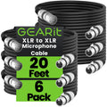 GEARit XLR Male to Female Microphone Cable (20 Feet, 6-Pack) 3-Pin Balanced Shielded Mixer, Recording Studio, Podcast - Black