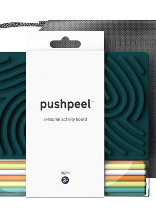 Pushpeel Sensory Activity Board: Silicone Fidget Toy for Calming, Stress, Anxiety, ADHD & Autism | Silent, No Mess | Kids 3+ & Adults | Includes Portable Travel Bag & 11 Strings
