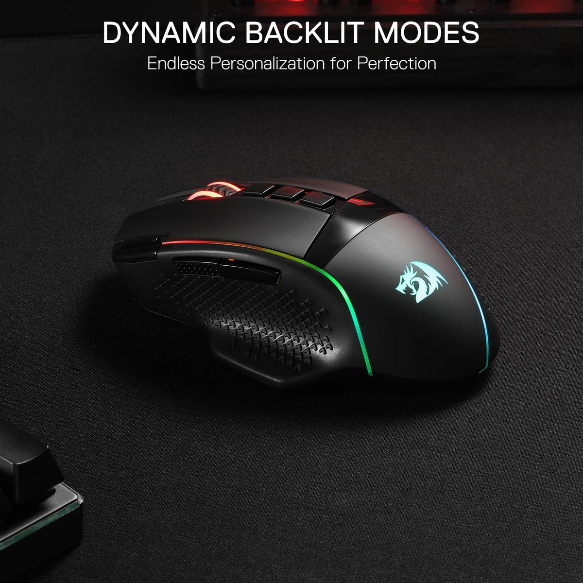 Redragon M991 Wireless Gaming Mouse, 26000 DPI 3-Mode Gamer Mice w/Rapid Fire Key, 9 Macro Buttons, Powerful Capacity and RGB Backlight for PC/Mac/Laptop, Black