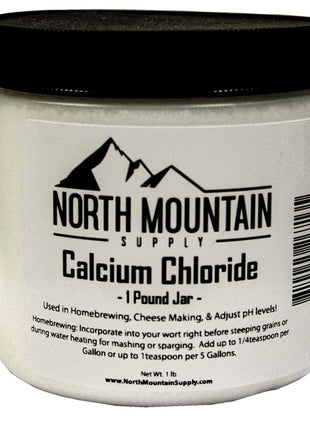 North Mountain Supply Food Grade Calcium Chloride Powder - Pure Original Ingredients, and GMO Free - Used for Homebrewing, Cheese Making, and More - 1 Pound Jar