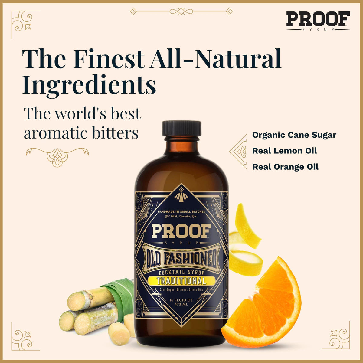 Proof Syrup Old Fashioned Cocktail Mix - Made with Real Bitters & Cane Sugar - Traditional Old Fashion Flavor - Fast, Easy, Delicious, Handcrafted Cocktail Syrup - 16oz - 1 Bottle