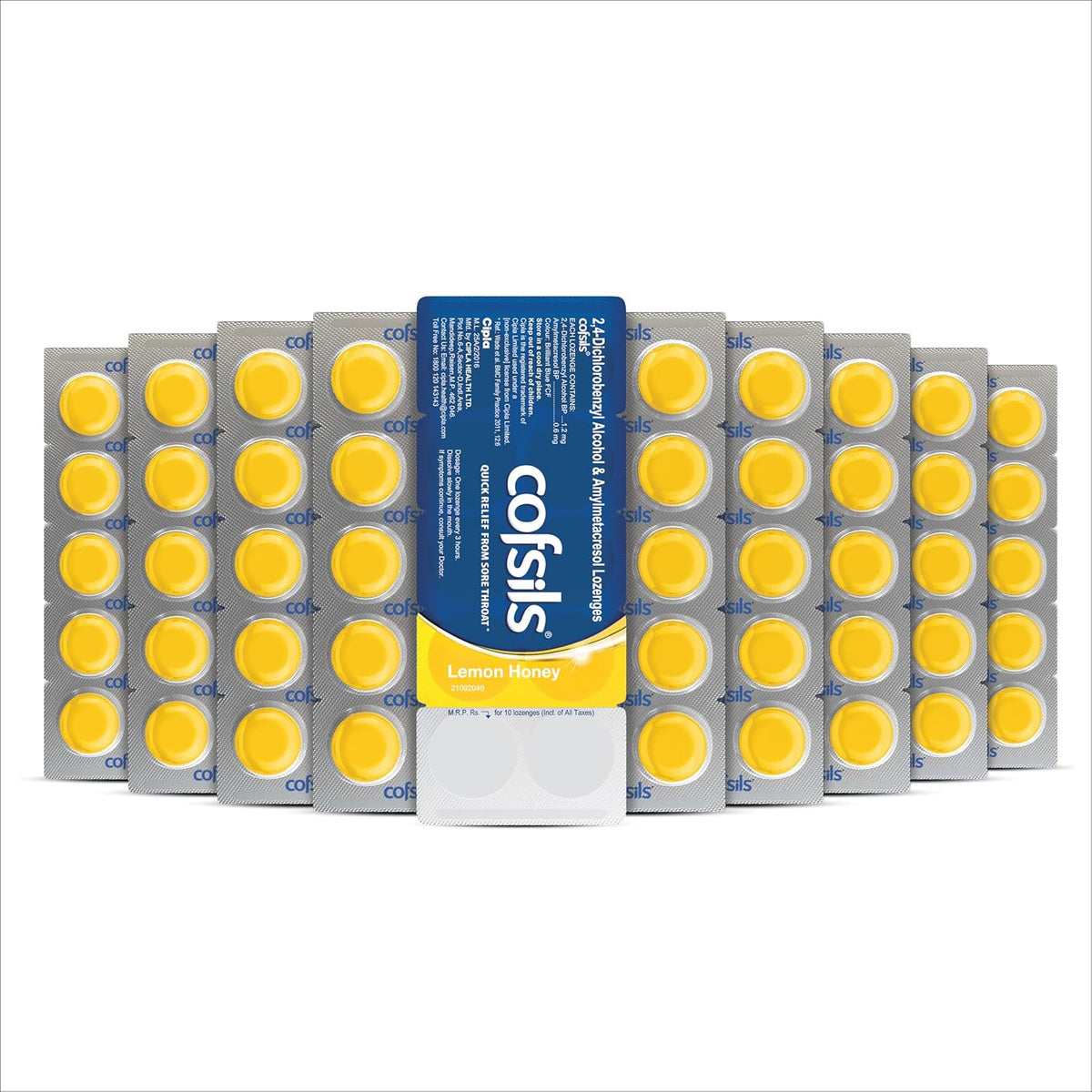 Cipla Cofsils Lozenges (200 Lozenges) | Lemon Honey Flavour | Quick Relief from Sore Throat, Itchy Throat and Scratchy Throat (10 x 20 Strips)