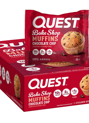 Quest Nutrition Chocolate Chip Muffin, 10g Protein, 2g Net Carb, 8 Count | Less Than 1g Sugar, 10g Fiber, Protein Snack, High Quality Protein, 8ct Box of Individually Wrapped 2.01oz Muffins