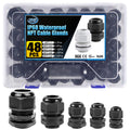 XHF IP68 Nylon Waterproof NPT Cable Glands Assortment 48pcs 1/4