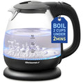 Elite Gourmet EKT1001 Electric 1.0L BPA-Free 1100W Glass Kettle Cordless 360° Base, Stylish Blue LED Interior, Handy Auto Shut-Off Function – Quickly Boil Water For Tea & More, Black