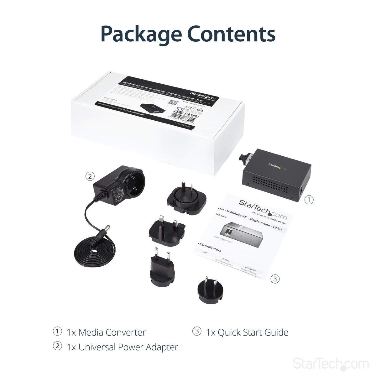 StarTech.com Singlemode (SM) SC Fiber Media Converter for 10/100/1000 Network - 10km - Gigabit Ethernet - 1310nm - w/Auto Negotiation, TAA (MCMGBSCSM10)